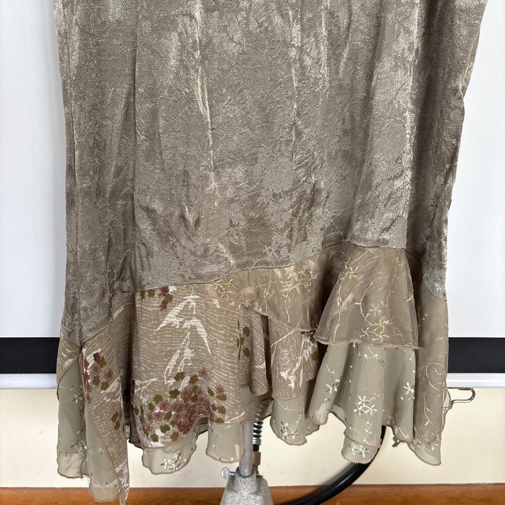 Vintage Whimsygoth Neutral Patchwork Midi Skirt E… - image 2